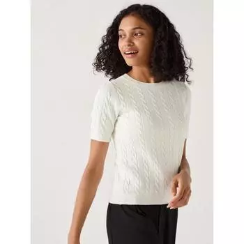 Свитер Uniqlo Cable Crew Neck с коротким рукавом 01 OFF WHITE/WOMEN XS