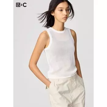 Свитер Uniqlo Mesh Crew Neck без рукавов 01 OFF WHITE/WOMEN XS
