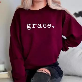 Свитшот Grace Love Heart Religious для женщин с длинным рукавом, уличная одежда, христианские толстовки с капюшоном и библейским мотивом, женский топ S розовый