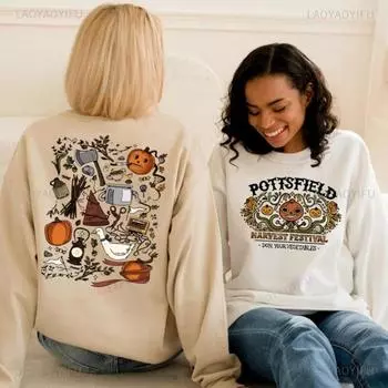 Свитшот Pottsfield Harvest Festival Over The Garden Wall Fun Pullovers Pottsfield Halloween Man Womens с круглым вырезом Осенняя толстовка с капюшоном S