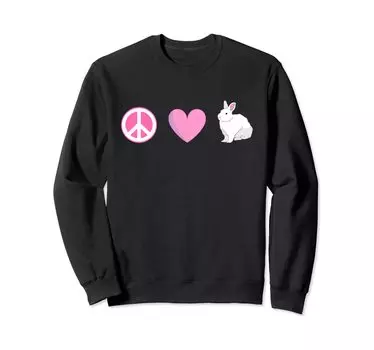 Свитшот с костюмом хиппи «Peace Love Easter Egg Hunt Team Bunny» чёрный