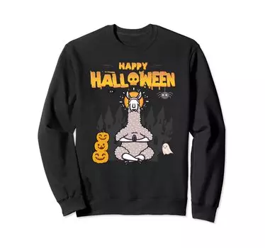 Свитшот с рисунком альпаки Happy Halloween