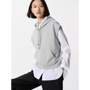 Свитшот Uniqlo с капюшоном без рукавов 03 GRAY/WOMEN XS