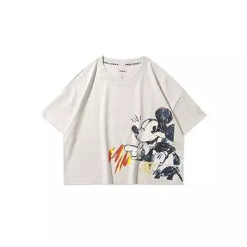 Свободная женская футболка с коротким рукавом Li Ning x Disney, белые топы AHSQ268-1 XL