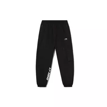Свободные спортивные брюки с манжетами и буквенным принтом Li Ning Trend Series, черные, унисекс, AYKR403-2 L