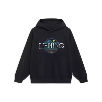 Свободный свитер с вышитыми буквами Li Ning, толстовка унисекс, черный AWDT257-1 M