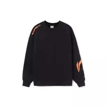 Свободный свитер-свитшот с цветным блоком и логотипом Li Ning Training Series, унисекс, черный AWDRD38-1 XL