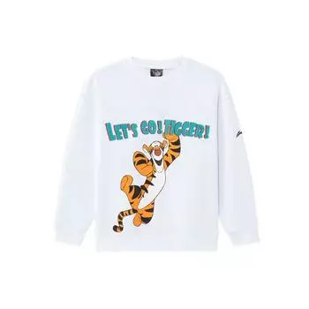 Свободный свитшот Li-Ning x Disney Crossover Basketball Series с принтом тигра, свободный свитшот с круглым вырезом, топы унисекс, белый цвет AWDRH37-2