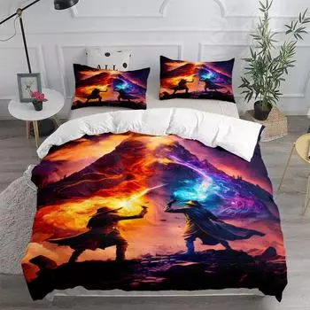 Sword Art Duvet Cover Set UK Single Double King US Twin Full Queen Size Anime Bed Belt Set EU single(135x200cm)