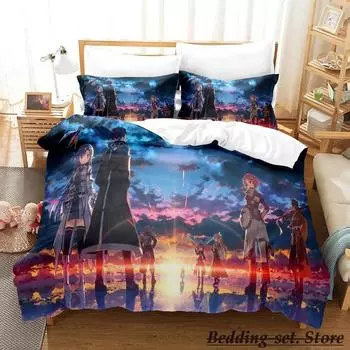 Sword Art Online II Bedding Set Cartoon Anime комплект из трех предметов для взрослых и детей, пододеяльники, наборы 3D Kawaii, постельного белья 70x133cm 2pcs