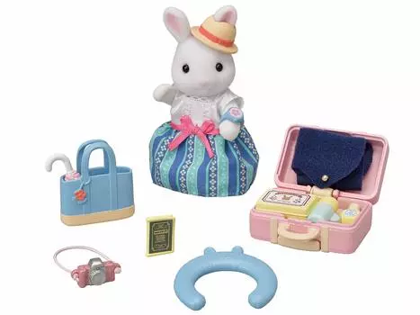 Sylvanian Families Набор куклы и мебели Набор для путешествий Белый кролик ST Mark Возраст 3 и Игрушка Sylvanian Epoch [Захватывающий - Мать] DF-19 Сертифицированный, Вверх,