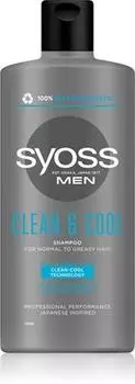 Syoss Мужской шампунь Clean & Cool для нормальных и жирных волос TU прозрачный
