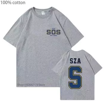 SZA SOS Anime T-shirts Funko Pop Shirt Manga/comic Tshirt 100%Cotton Women Kawaii Cartoon Tee-shirt Summer Men Clothing Y2k Tops S