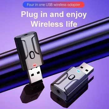 T02 Легкий адаптер Bluetooth V5.0 Громкая связь Bluetooth V5.0 Материал ABS Функциональный 2-в-1 чёрный
