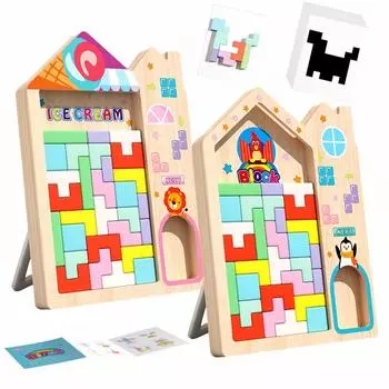 T0# 3D русские блоки игра красочные деревянные блоки головоломка головоломки игрушка для K