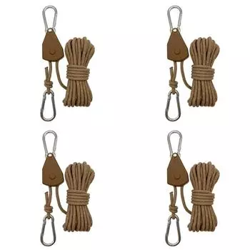 T0# 5M 4mm Outdoor Guy Lines Adjustable Reflective for Camping Hiking (Khaki)
