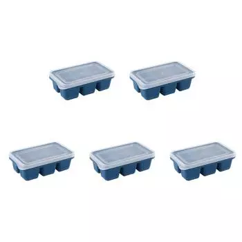 T0# Silicone Square Ice Mold with Lid DIY Ice Tray Mould Accessory (Blue)