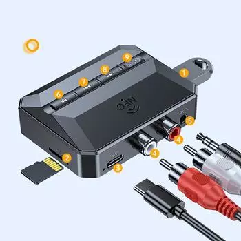 T59 Bluetooth-совместимый аудиоресивер беспроводной NFC аудиоадаптер U-диск TF карта стерео музыкальный приемник AUX 3,5 мм RCA разъем для автомобиля чёрный