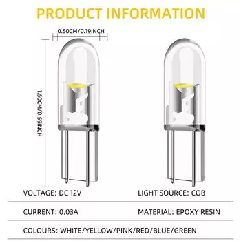 T5 W3W LED Instrument Light W3W W1.2W LED Bulbs COB Chip Car Interior Lamp Wedge Dashboard Warming Indicator 10pcs&T5 жёлтый