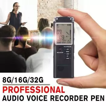 T60 Высокое качество 8G/16G/32G перезаряжаемый диктофон цифровой аудиомагнитофон диктофон MP3-плеер ручка для записи 8GB чёрный