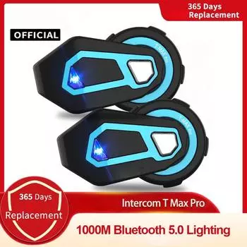 T Max Pro Мотоциклетный интерком Bluetooth шлем гарнитура 6 Riders BT 5.0 1200M FM Motor Interphone Коммуникатор наушники