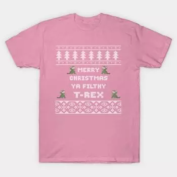 T Рубашка женщин Merry Christmas Ya Filthy T Rex Ugly Christmas Swe Harajuku Печать Кавайи Футболка Летний короткий рукав женский футболка Top Tee S