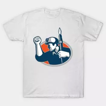 T Shirt Women Coal Miner Holding Pen Mascot Harajuku Print Kawaii Tshirt Summer Short Sleeve Female T-Shirt Top Tee S розовый