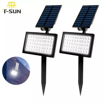 T-SUN 2 шт. теплый белый/холодный белый 50 светодиодов солнечный садовый светильник уличный супер яркий солнечный прожектор солнечный настенный светильник IP65 водонепроницаемый