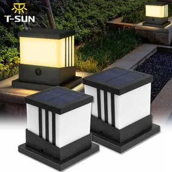 T-SUN 2Packs Солнечный столб Светильник Солнечный Светильник Забор Светильник IP65 Уличный Солнечный Светильник Для Украшения Сада Ворота Забор Стена Двора