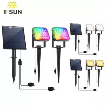 T-SUN RGB/3000K/6000K Солнечный садовый светильник Энергосберегающий 2 в 1 Солнечный светильник Садовый декор Супер яркий ландшафтный прожектор