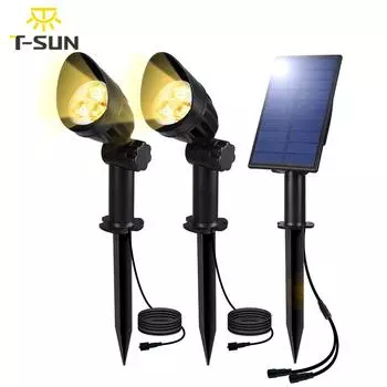 T-SUN Солнечный садовый светильник 3000K/6000K IP65 Солнечный светильник на солнечной энергии Уличный солнечный светильник Солнечный настенный светильник для садового декора Солнечный прожектор