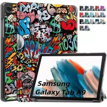 Чехол для планшета Samsung Galaxy Tab A9 Plus 11 дюймов, 2023, защитный чехол из искусственной кожи с жесткой задней панелью для Galaxy Tab A 9 A9 8,7, чехол для планшета Tab A9 8.7 Inch миндальный