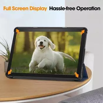 Tablet Protective Case for Fire-HD 10 Foldable Slim Solid Color Shockproof Faux Leather Full Coverage Dormant светло-синий