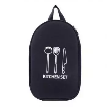 Tableware Storage Bag Large Capacity Zipper Closure Waterproof Portable Picnic Cookware Organizer Camping Supplies чёрный