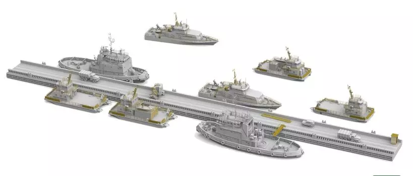 Tacom Floating Pier Ship Set Plastic Model TKO6015 1/350 & (Scenery)