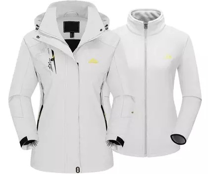 TACVASEN Ski for Fall and Mountain Size L Women s Jacket, Oversized, Multi-functional Hoodie, Comfortable, Fleece-Lined, Climbing, White,