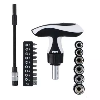Takagi Ratchet Handle Set 18pcs Driver Set Replaceable Driver Bit Hex Bit Socket Adapter Drive Socket Flexible Shaft Ratchet Driver Tightening