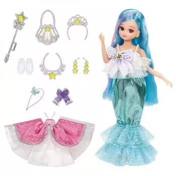 Takara Tomy Licca-chan Doll Dream Fantasy Triple Change Mermaid Princess Licca-chan Dress Up Play House Toy Ages 3+