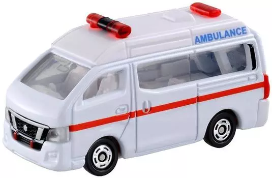 TAKARA TOMY Nissan NV350 Caravan Ambulance Mini Car Toy Игрушка для детей от 3 лет и старше Упакованная игрушка Соответствует стандартам безопасности ST Mark Сертификация TOMICA Tomica