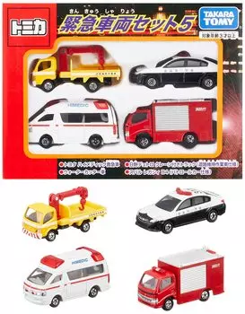 TAKARA TOMY Tomica Emergency Vehicle Set 5 Мини-игрушка для мальчиков от 3 лет и старше Соответствует стандартам безопасности игрушек Сертификация ST Mark TOMICA TAKARA