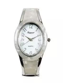 [Takeuchi Shoji Co., Ltd.] Wristwatch Rapport Oval Bangle Watch Silver Wide 188777 Women s White