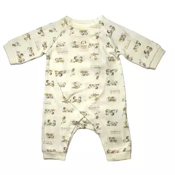 Takihyo 215151602 Snoopy Open Baby Allover Coverall, Preall, Front, Jacquard, Clothes, Pattern, 70-80