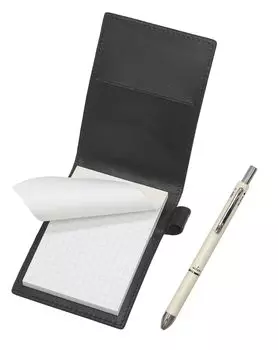 Takizawa 3 Mecha Japan Pen Mechanical Recycled Cowhide Leather Mini Notebook Cover (2-Color + Pencil) Set, White, T23-LS022P-B-3M-W белый