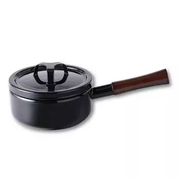 Takumi JAPAN One Hand Pot 18 см Железная черная эмалированная кастрюля Совместимая с IH Газовая Подходит для мытья в посудомоечной машине Пригодна для тушеной пищи Сохраняет тепло Устойчива к пятнам Черная