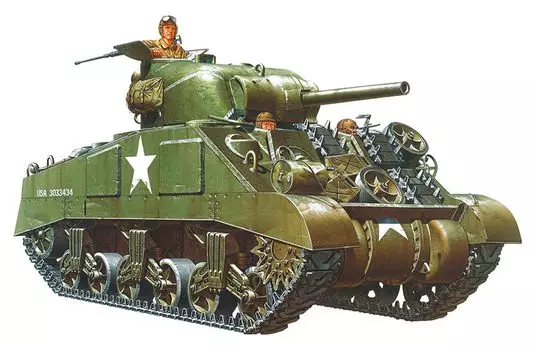 Tamiya Military Miniature Series US Army M4 Sherman Tank Early Type Пластиковая модель 35190 1/35 N0.190