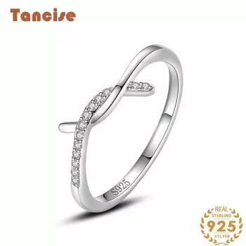 Tancise Classic стерлингового серебра 925 пробы кольцо с цирконом женские ювелирные изделия свадебное обещание вечерние подарок 5 серебряный