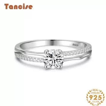 Tancise Classic стерлингового серебра 925 пробы кольцо с цирконом женские ювелирные изделия свадебное обещание вечерние подарок 5 серебряный