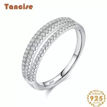 Tancise Classic стерлингового серебра 925 пробы кольцо с цирконом женские ювелирные изделия свадебное обещание вечерние подарок 5 серебряный