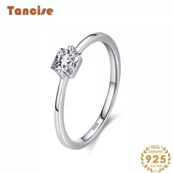 Tancise Classic стерлингового серебра 925 пробы кольцо с цирконом женские ювелирные изделия свадебное обещание вечерние подарок 5 серебряный