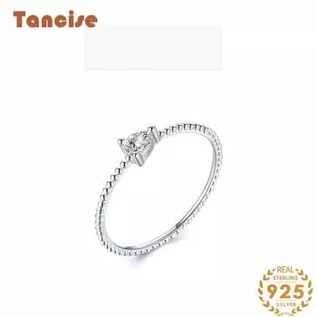Tancise Classic стерлингового серебра 925 пробы кольцо с цирконом женские ювелирные изделия свадебное обещание вечерние подарок 5 серебряный